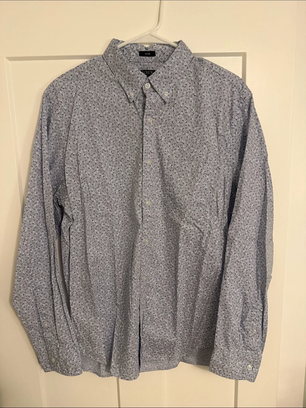 J. Crew Blue Button-Down Shirt with Micro Floral Print
